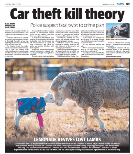 Herald Sun — Miss T and Lemonade · June 2021. Open to read the original clipping.